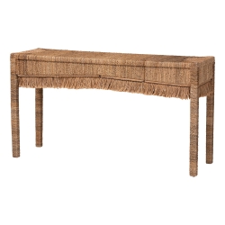 bali & pari Fiona Handwoven Seagrass Console Table - Coastal Boho Accent Table with Fringe Detailing for Living Room, Entryway, or Hallway